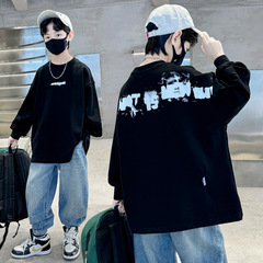 Boys Spring Painted Print Versatile Base Shirt 2024 New Children Casual Sweatshirt Long Sleeve T-Shirt Spring and Autumn Outfit 8