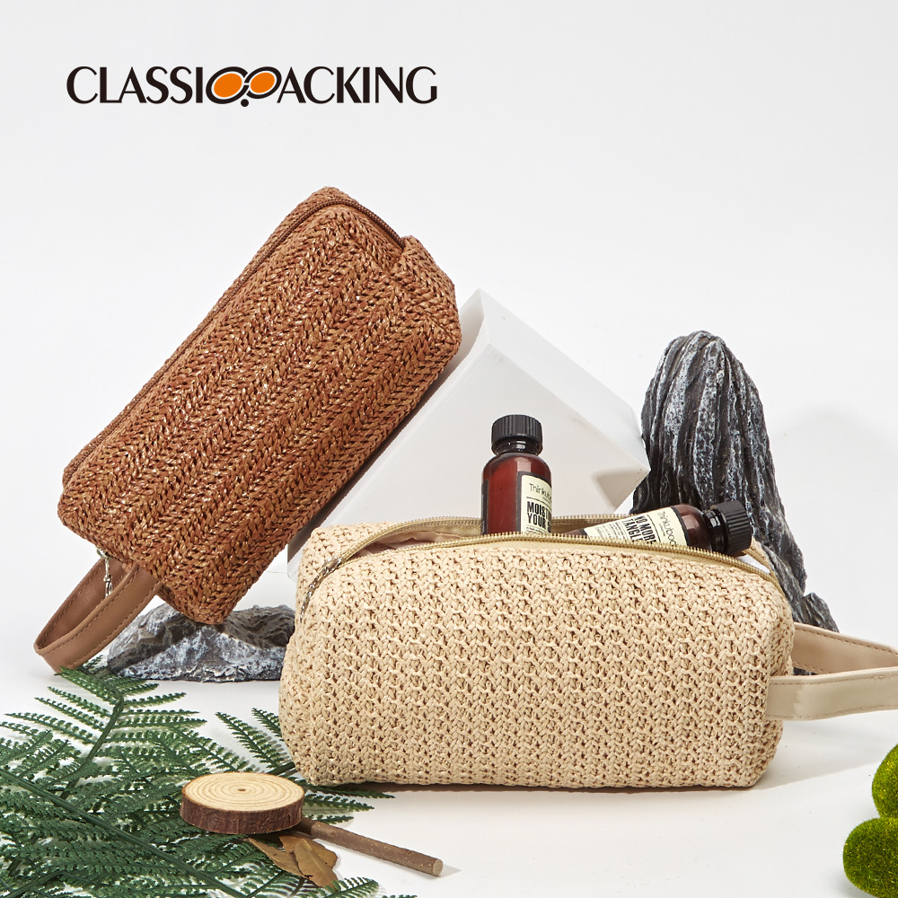 Bolsa de almacenamiento de cosméticos simple al por mayor de fábrica, material de hierba ppp, bolsa de lavado de viaje portátil de gran capacidad, bolsa de cosméticos