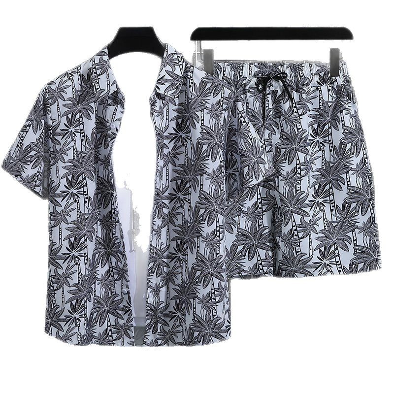 Beach shirt, set, men's trousers, plus size 5