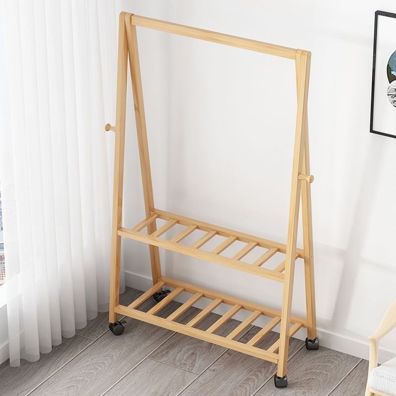 Clothing Rack for Bedroom, Ins-Style Japanese Corner Triangle Area, Special Clearance Sale, Natural Wood Color, Bamboo Material
