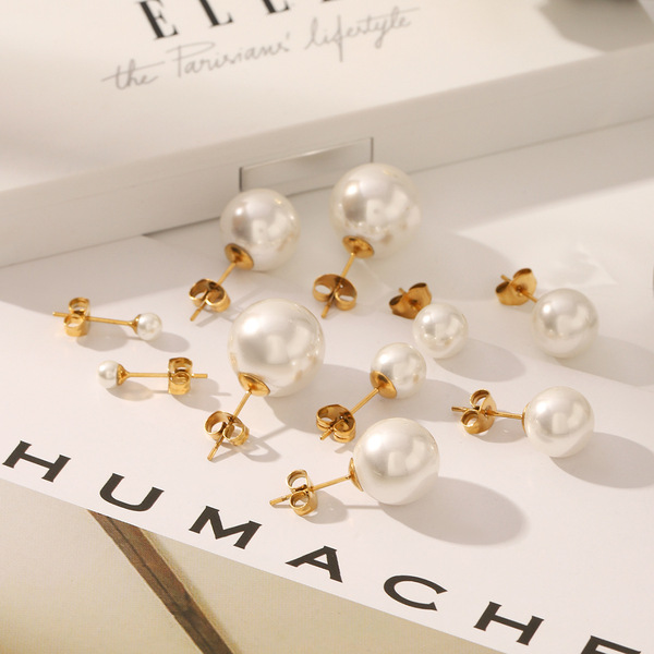 fashionable earrings from pearl stainless steel