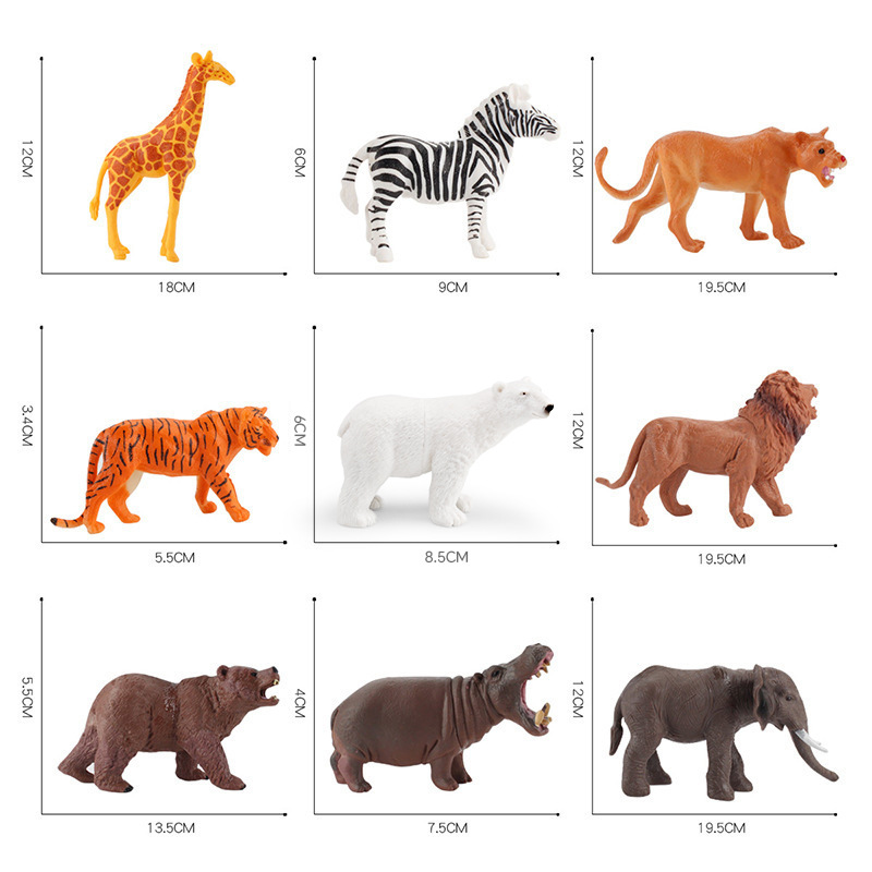 Niños educativos modelo animal cognitivo adornos hipopótamo León cebra rinoceronte mamíferos salvajes conjunto de 12 piezas