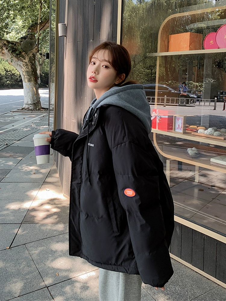 2023 nueva ropa de algodón de pluma coreana de invierno mujer chaqueta de algodón corta de tamaño grande chaqueta de pan de algodón gorda delgada abrigo image 4