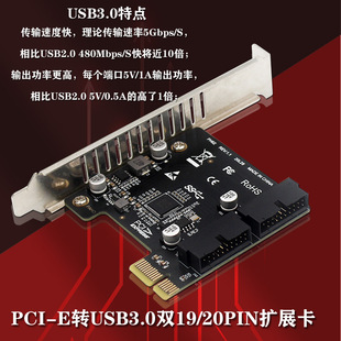 intelPH62 desktop PCIe to USB3.019P20P expansion card chassis front panel expansion for intel