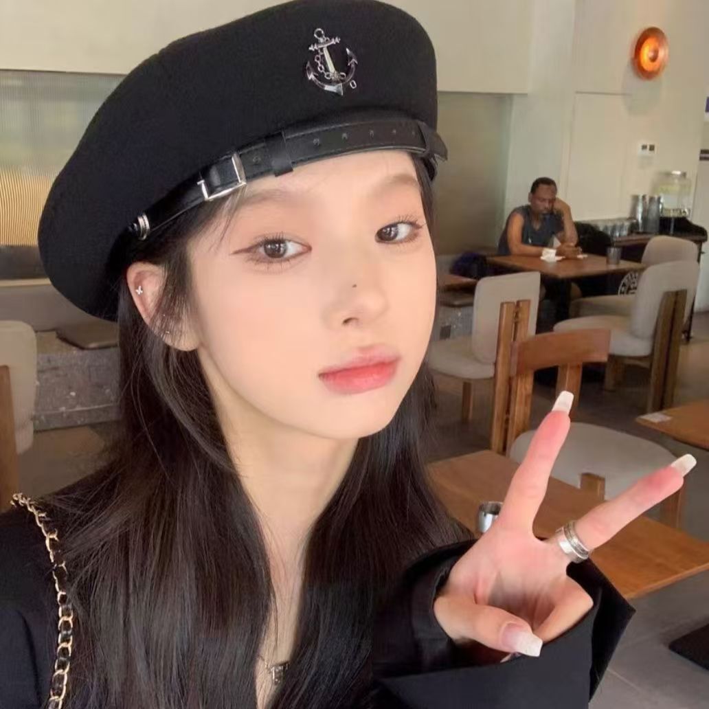 美式復古毛呢貝雷帽子女甜酷辣妹顯臉小英倫風畫家帽秋冬季報童帽