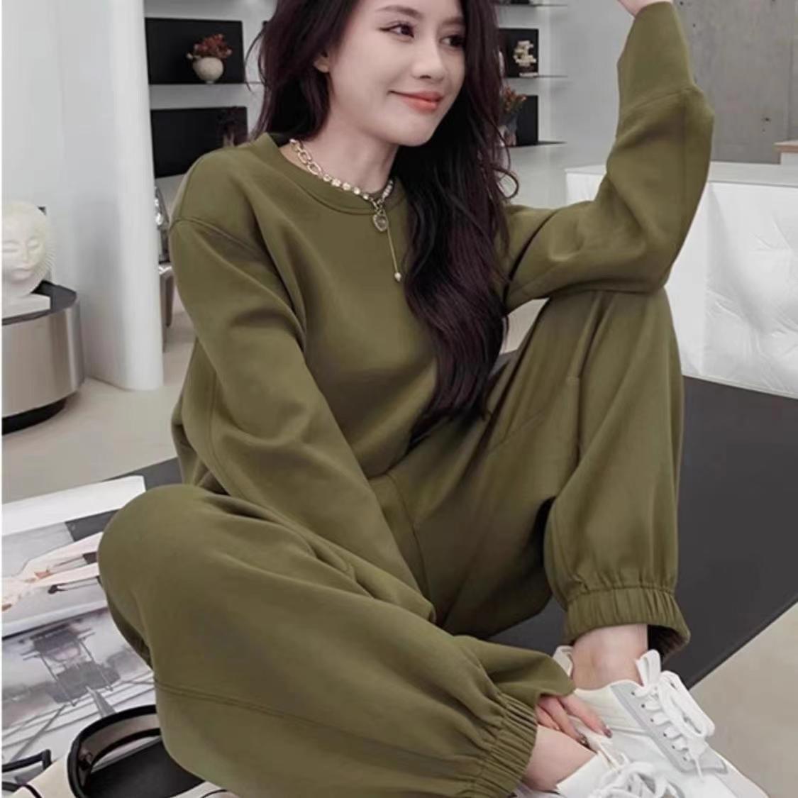ActiveGo 2024 New Plus Size Comfortable Casual Sports Suit Autumn Winter Fashion Stylish MM Street Style Sweatshirt Two-Piece Set_desvips.com