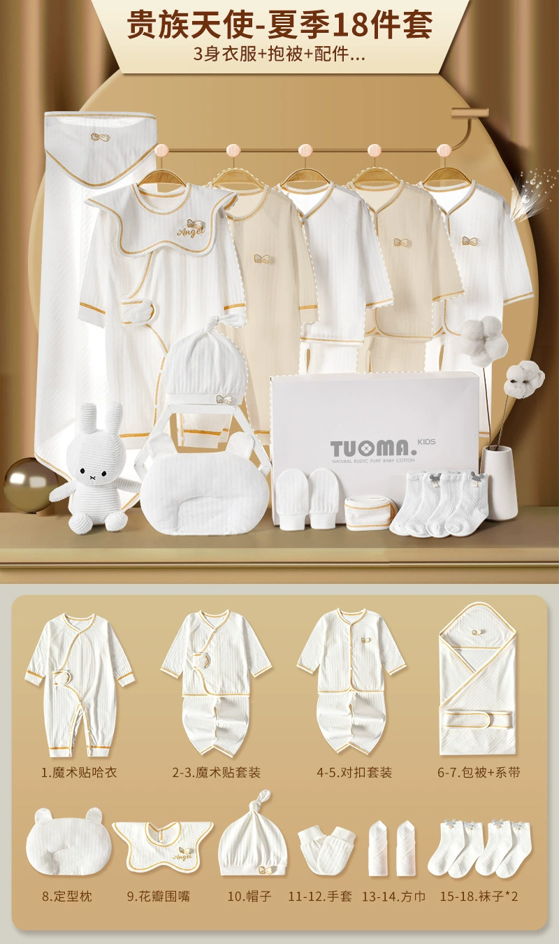 Tuoma Kids Cotton Baby Gift Set in Gift Box – Newborn Bodysuits & Accessories