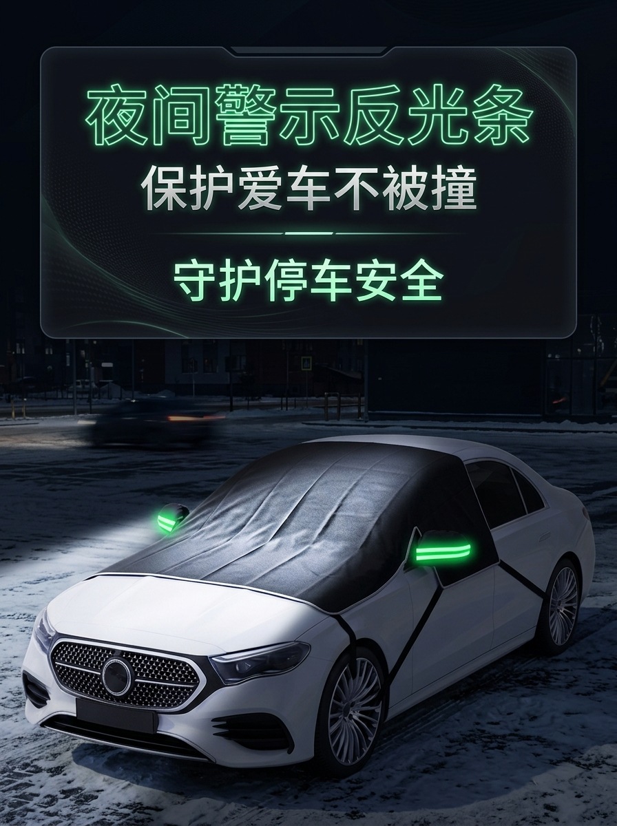 Cross-border best-selling car snow cover, 600D Oxford cloth front snow protection half-cover, winter anti-freeze sunshade and snow shield