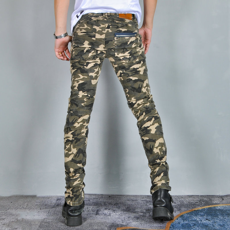 VOLERO motocicleta jeans hombres camuflaje motocicleta off-road Delgado elástico resistente a la caída pantalones de montar silicona equipo de protección