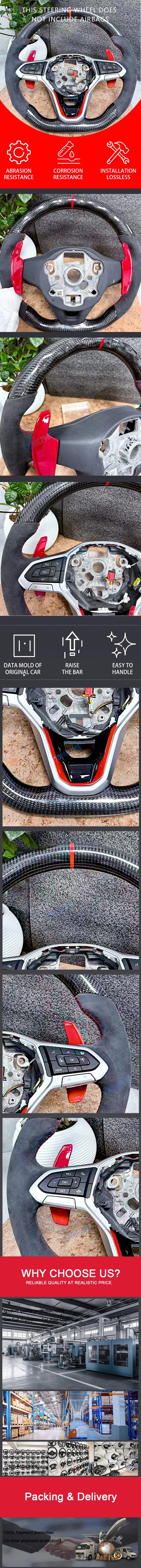 Suitable for Volkswagen Golf 8 GTI R Series MK8 Red Line Carbon Fiber Steering Wheel without Heating Function