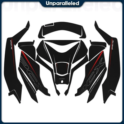 Suitable for 25 Models of Honda Pcx160 Modified Accessories, Anti-Slip Fuel Tank Stickers, Thickened Wear-Resistant Protective Film for the Body (Motorcycle engine and accessories) - red-and-gray-full-set-of-pedal-inner-sides-25-styles-pet-thickened-matte