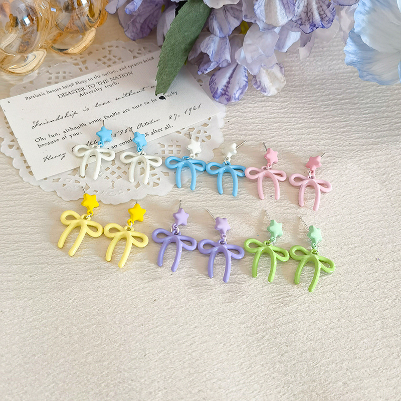 Summer fresh cute earrings with bow