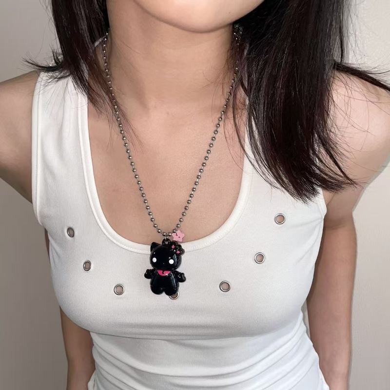 新款哈喽kt猫咪星星吊坠项链女轻奢小众颈链百搭设计锁骨链饰品|undefined