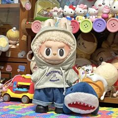 ラブブ labubu 座りパーティー 1、2、3 世代 17 センチメートルペンダント人形フード付きスウェットシャツジーンズベビー服