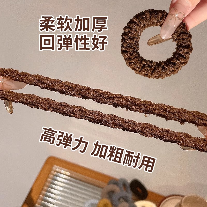 Cuerda para la cabeza de alta elasticidad y duradera para las niñas con un anillo para el cabello de cola de caballo alto para las mujeres 2025 nueva cuerda para el cabello de felpa de otoño e invierno ensanchada y engrosada