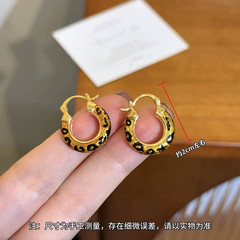 复古个性豹纹圆形耳扣女秋冬气质轻奢独特设计感时尚百搭耳环耳饰
