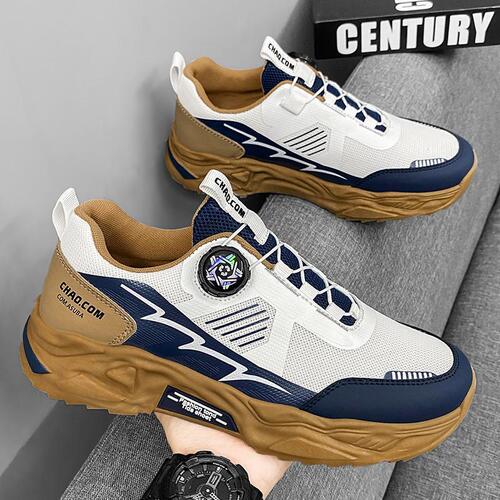 2025 Fashion Men's Casual Shoes, Versatile Breathable Youth Korean Style Rotating Buckle Sports Father Trendy Shoes for Men