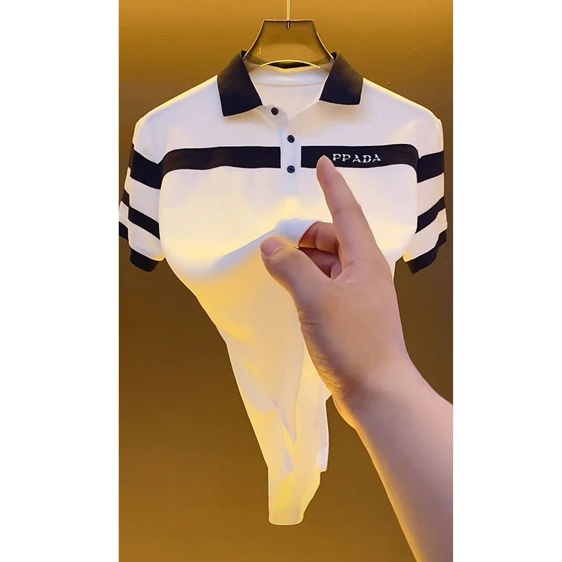 ポロシャツメンズ夏半袖 Tシャツラペル若者ライトビジネスカジュアル弾性トレンド韓国トップス紳士服|undefined