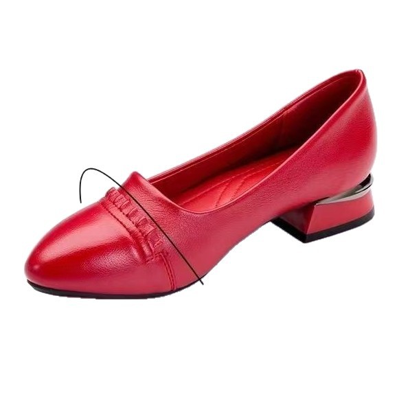 2026 verano nuevo temperamento suave zapatos de cuero cómodos de tacón grueso moda versátil punzantes zapatos de cuero suave zapatos de madre