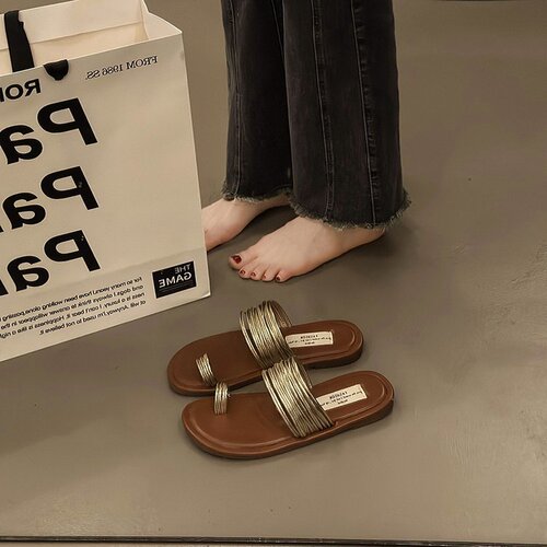 French Retro Toe Post Sandals for Women 2025 Summer Casual One Strap Sandals Unique Design Beach Sandals