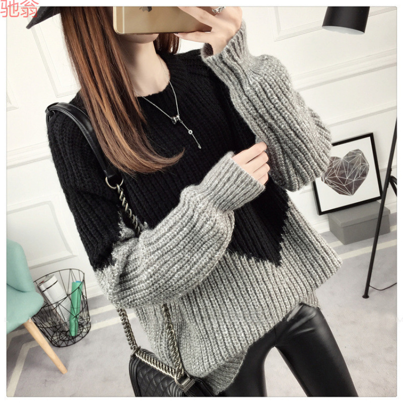 Y9Z Thickened Coarse Wool Sweater Women's Autumn and Winter New Internet Celebrity Student plus size Loose Base Outer Wear Round Neck Knitted