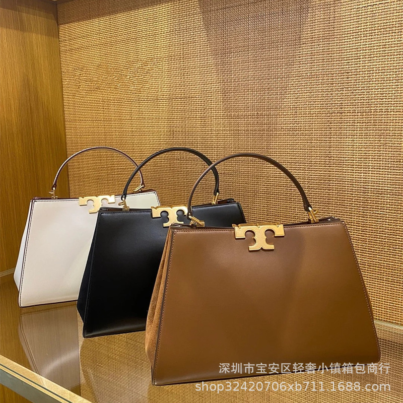 Wholesale Tb Leather Magnetic Buckle Tote Bag, Fashionable Retro Suede Kelly Briefcase Handbag, High-End Export Version