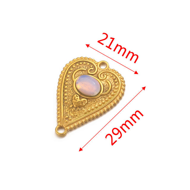 Heart Shape Pattern All Seasons Season Retro Style 1 Piece 21*29mm 304 Stainless Steel December Birthstone Turquoise PVD Coated Real Gold Plated Heart Shape Pendant DIY Jewelry Accessories