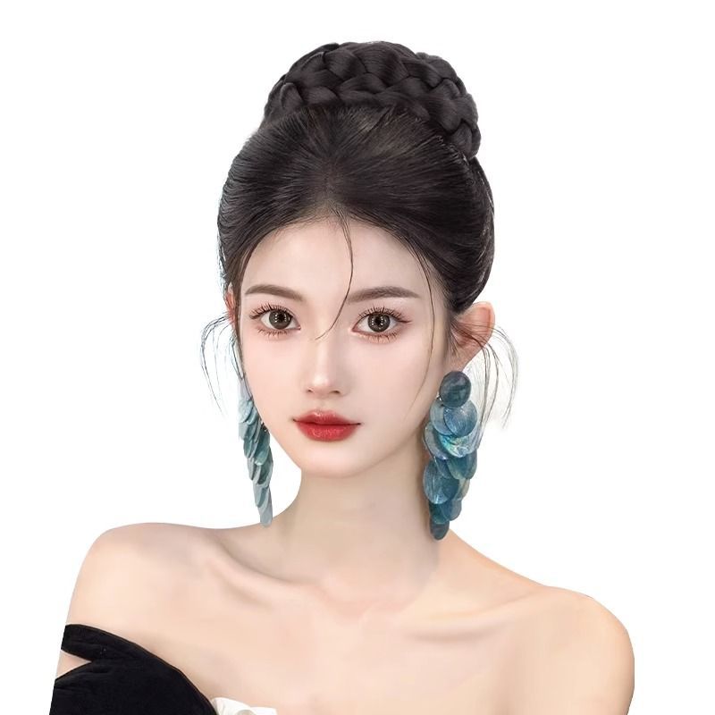 Bola cabeza peluca clip de pelo de simulación de pelo Qianjin princesa cabeza Hanfu traje antiguo chino peluca updo pelo moño peluca bolsa