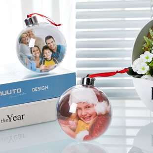 Cross-border high transparent PS plastic Christmas card ball with cap opening and closing plastic ball Christmas decorative ball in stock wholesale