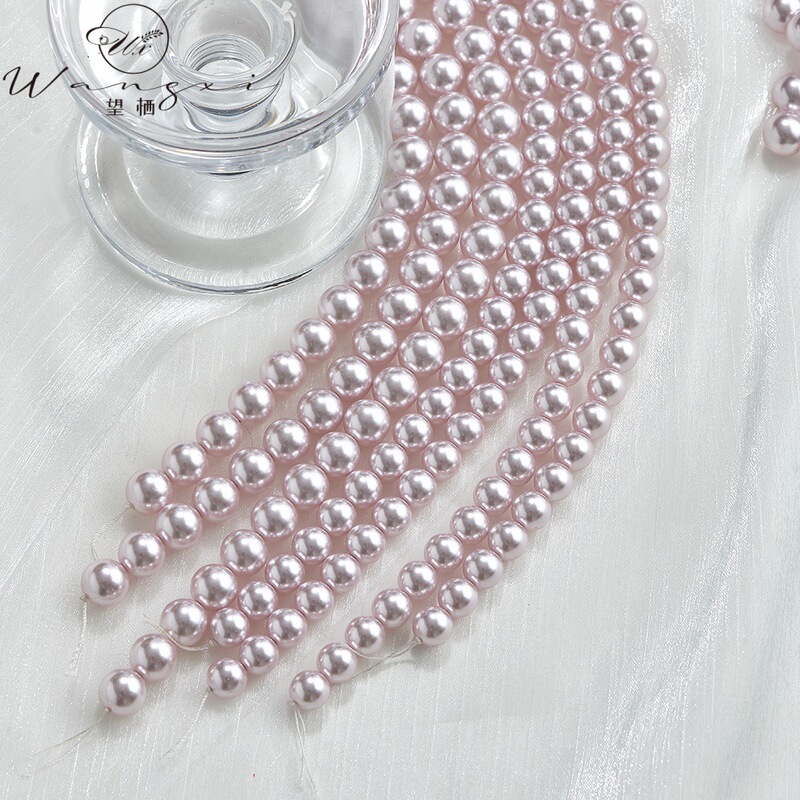 Manufacturer Wholesale Shijia Pearl 3-12mm Light Pink Round Beads Loose Beads Semi-Finished Beads DIY Jewelry Accessories