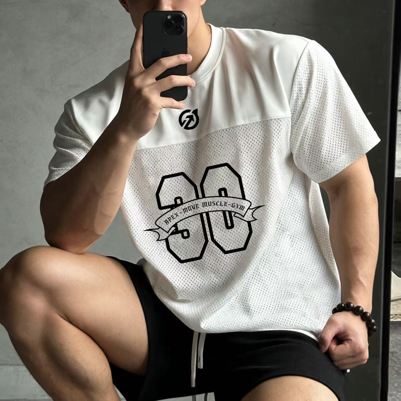 Men's sports T-shirt, quick-dry, for fitness training, short-sleeved, American football and basketball jersey, loose and breathable mesh running shirt Men's sports T-shirt, quick-dry, for fitness training, short-sleeved, American football and basketball jersey, loose and breathable mesh running shirt