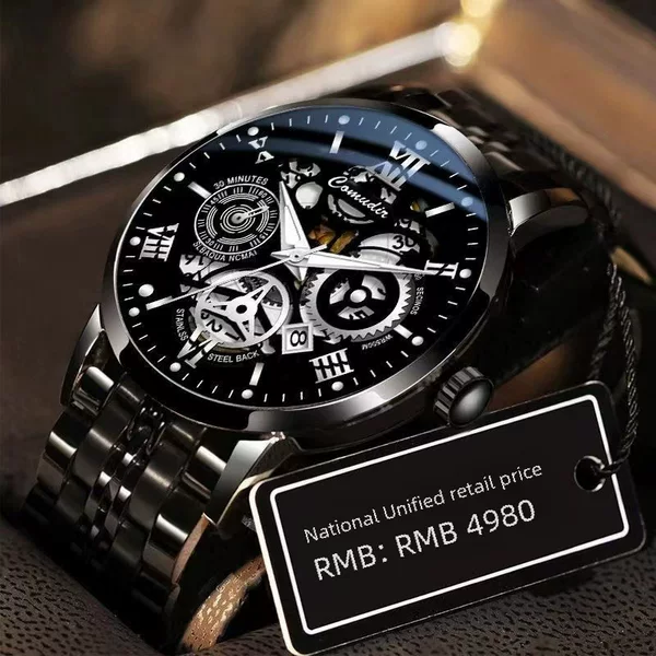 Cross-border foreign trade hollow men's watches men's waterproof luminous calendar AliExpress shrimp skin shake sound fast hand a generation of hair