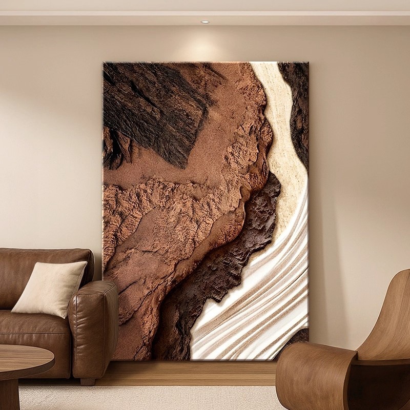 Medieval Style Abstract Simple Living Room Texture Decorative Painting Sofa Background Hanging Painting Retro Stone to Run Entrance Mural