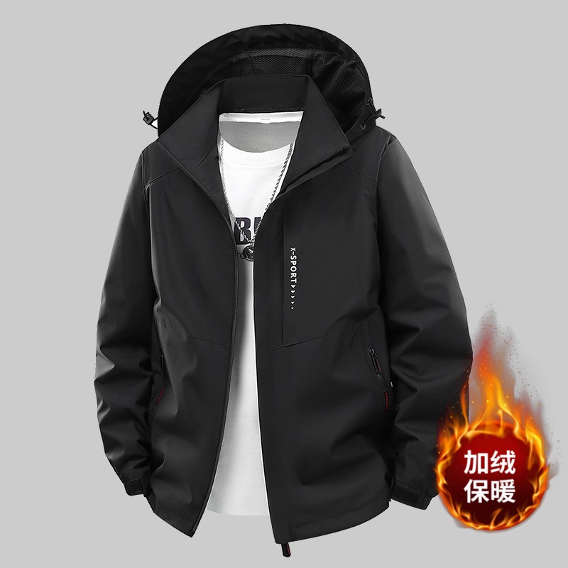 Otoño y invierno con camisa de algodón rojo para hombres a prueba de viento, impermeable, abrigo suelto y grueso, ropa de trabajo caliente al aire libre