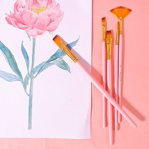 Cross-border direct supply macaron color oil painting brush set of 3, 4, 5, 6, 7, 10 nylon painting brushes for wholesale