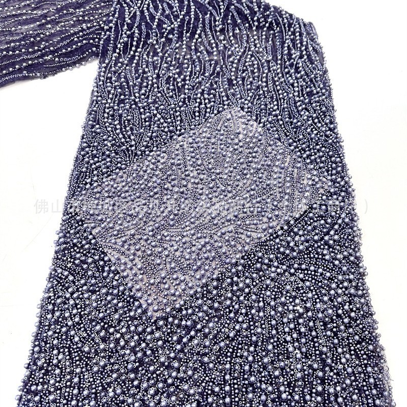 Industria pesada de moda Gao Ding vestido de boda tela tubo de perlas bordado vidrio de bolsas de perlas de comercio exterior transfronterizo LACE