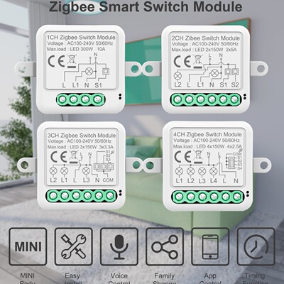 涂鸦智能开关zigbee通断器模块遥控开关隐形零火开关调光定时开关|ru