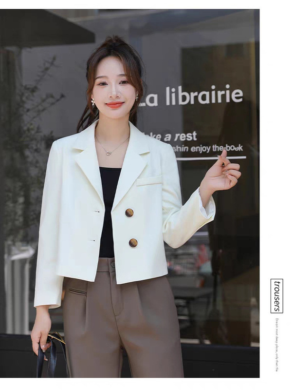 2025新款春秋西服显瘦气质炸街韩版桔色西装外套百搭小个子西服|undefined