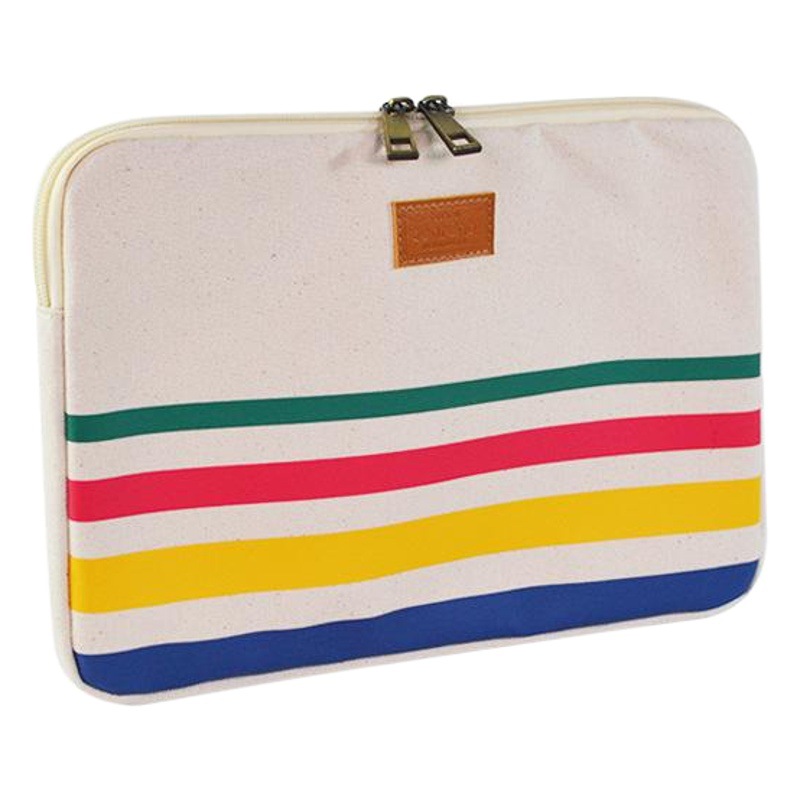 Source manufacturers business tablet bag fashion printed striped canvas bag 13 inch notebook liner bag wholesale