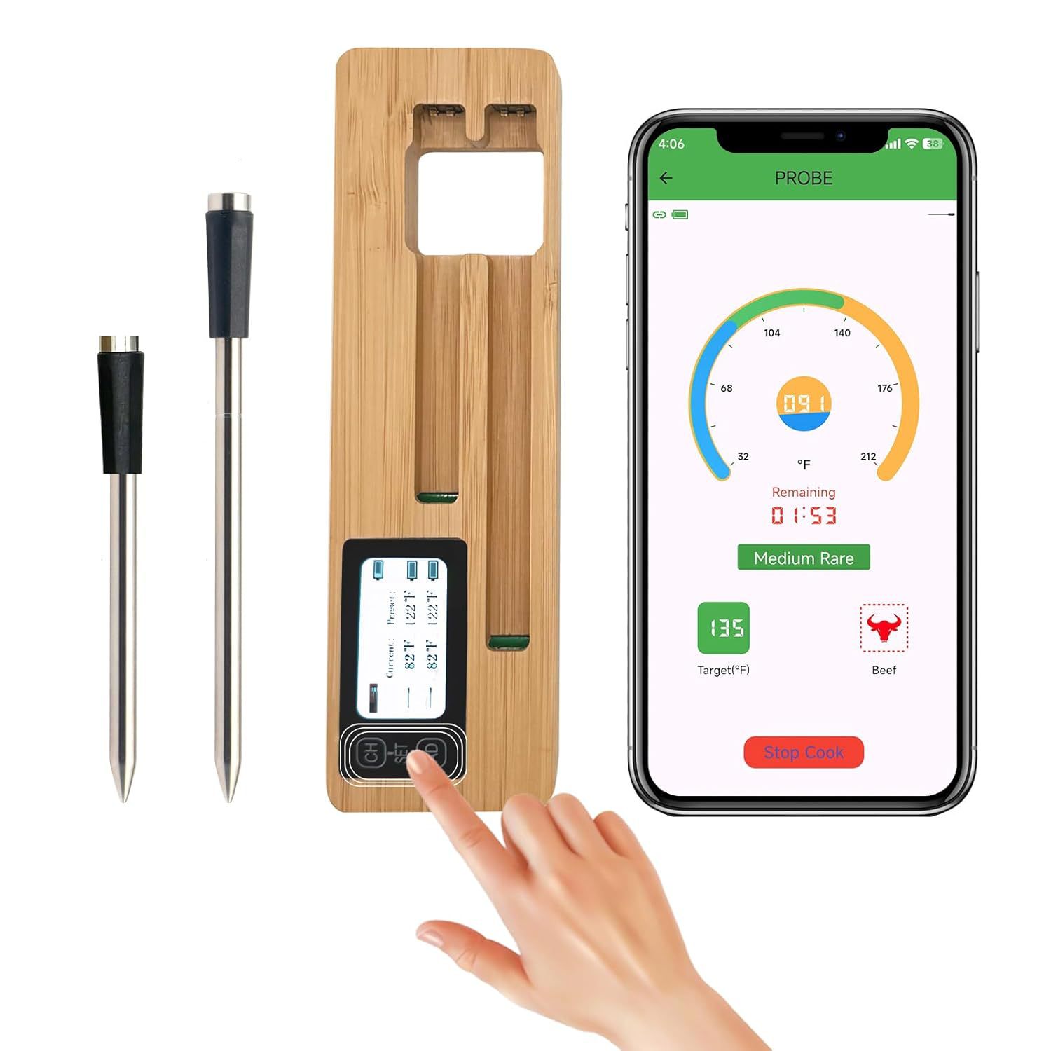 无线蓝牙烤肉温度计厨房烧烤测温陶瓷双针耐高温防水智能烤箱感温