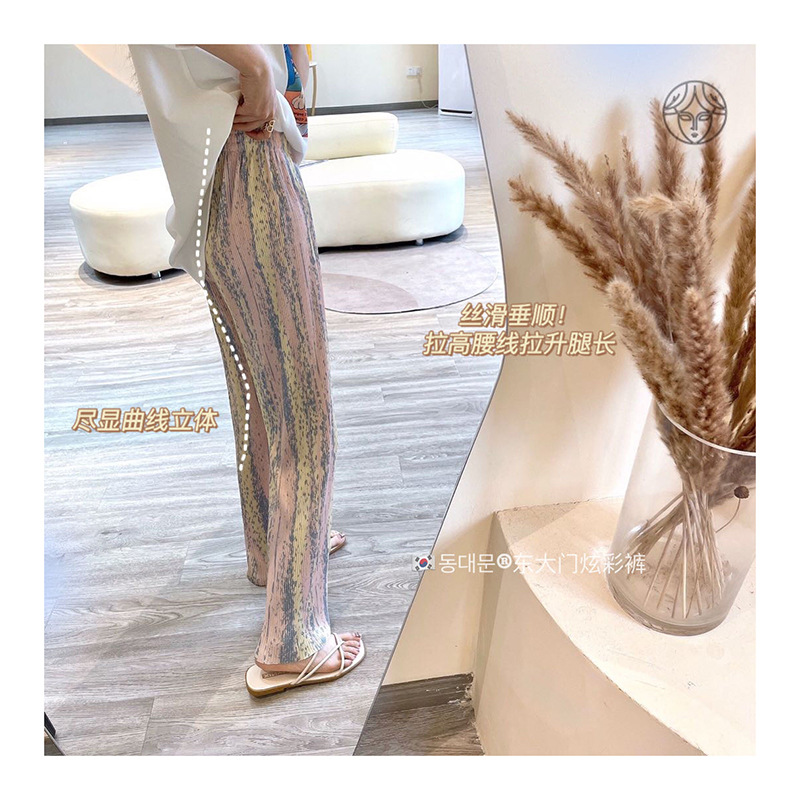东大门炫彩裤 夏季新款韩版女士阔腿裤 显腿长宽松清凉拖地裤批发|ms