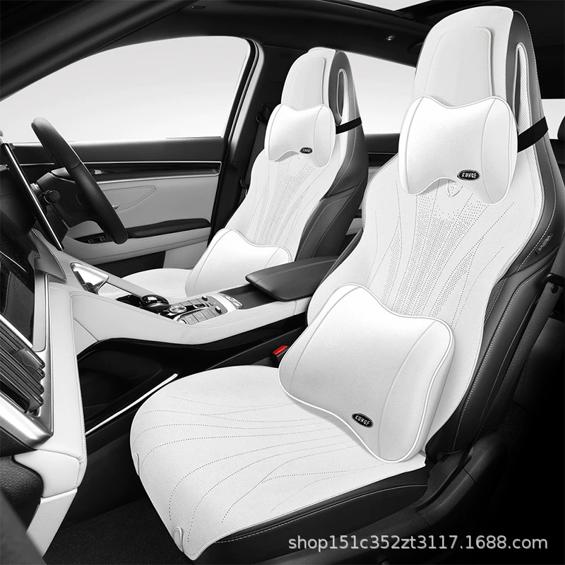 Новая подушка-сиденье для электромобиля, цельная, со встроенным подголовником, из замши, для пятиместного полностью электрического автомобиля, задний ряд