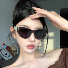 复古无框一体高级质感gm猫眼墨镜女方圆脸显瘦2025新款太阳眼镜潮