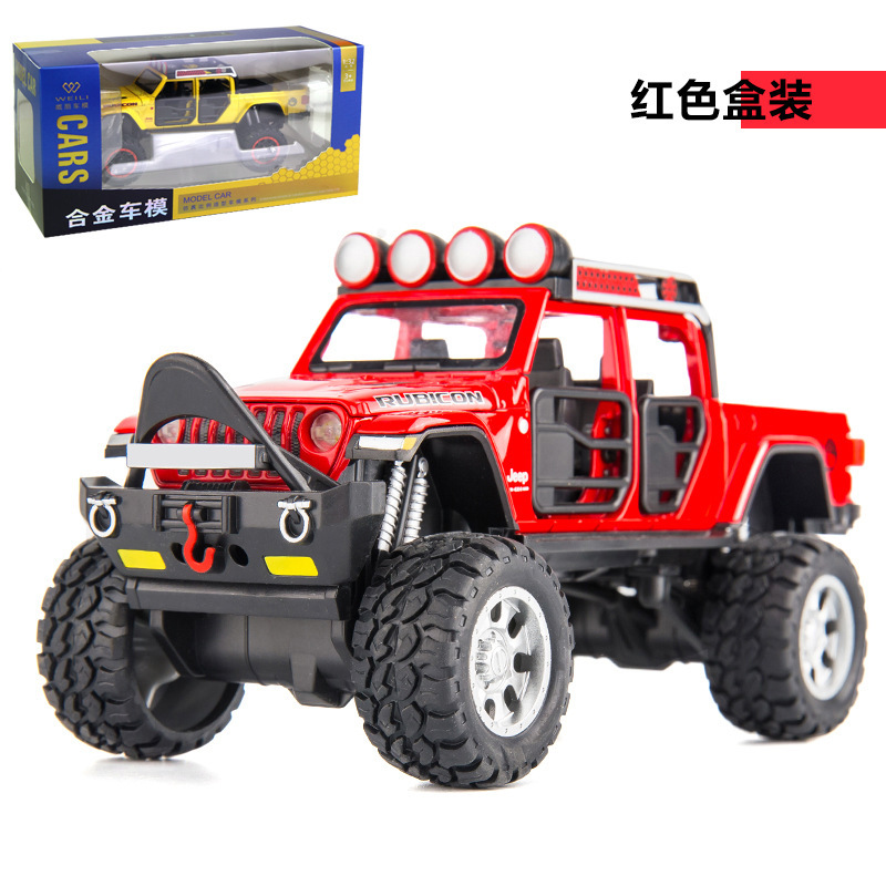Weili aleación coche modelo 1:32 gran rueda jeep deslizamiento fuera de carretera vehículo puerta con sonido y luz de los hombres de juguete modelo de coche adornos