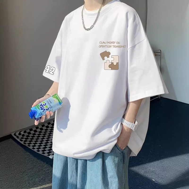 100% cotton summer oversize loose size 300kg short sleeve T-shirt boys simple fat handsome T-shirt