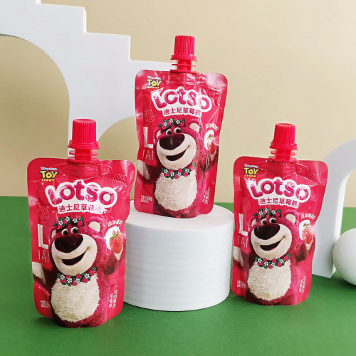 Disney/Ni Strawberry Bear White Peach Flavored Sucking Jelly, Futo Town—Multi-Flavor Kids' Internet-Famous Snack for Gifts and Souvenirs