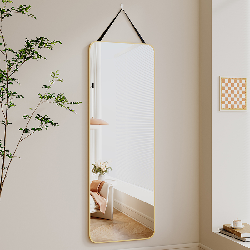 Espejo pegado a la pared espejo de piso de cuerpo completo automanchado espejo de cuerpo entero para el hogar
