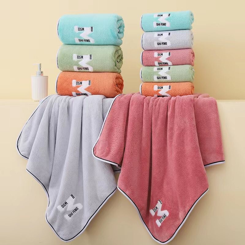 Coral Fleece Towel Wholesale Household Adult Bath Towel Cross-Border Trendy Fashion m Letter Embroidery Set Hot-Selling Gift Box