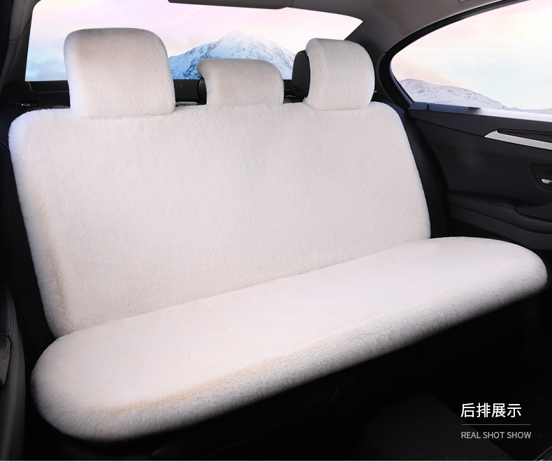 Cross-border 2026 new winter rabbit fur plush seat cushion with lumbar support, thickened car seat pad, car interior seat cushion, non-slip