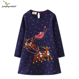 Christmas European and American Children's Clothing 2024 Autum New Girls Knitted Dress Long Dress for Children and Middle-Aged Children